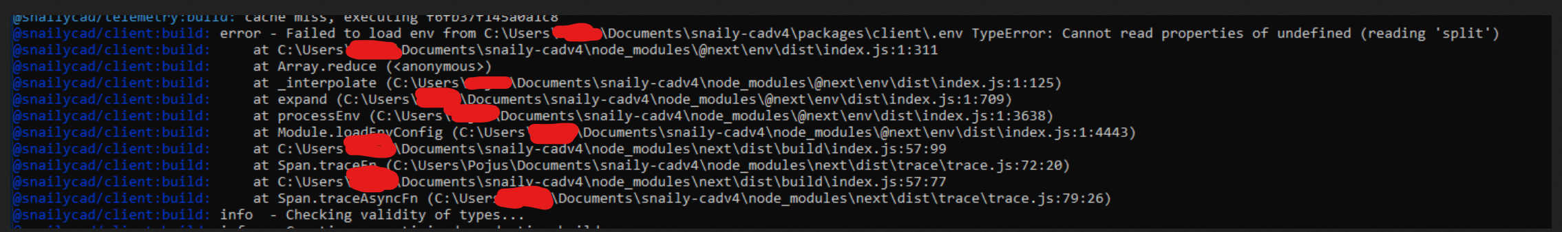 Env split error message