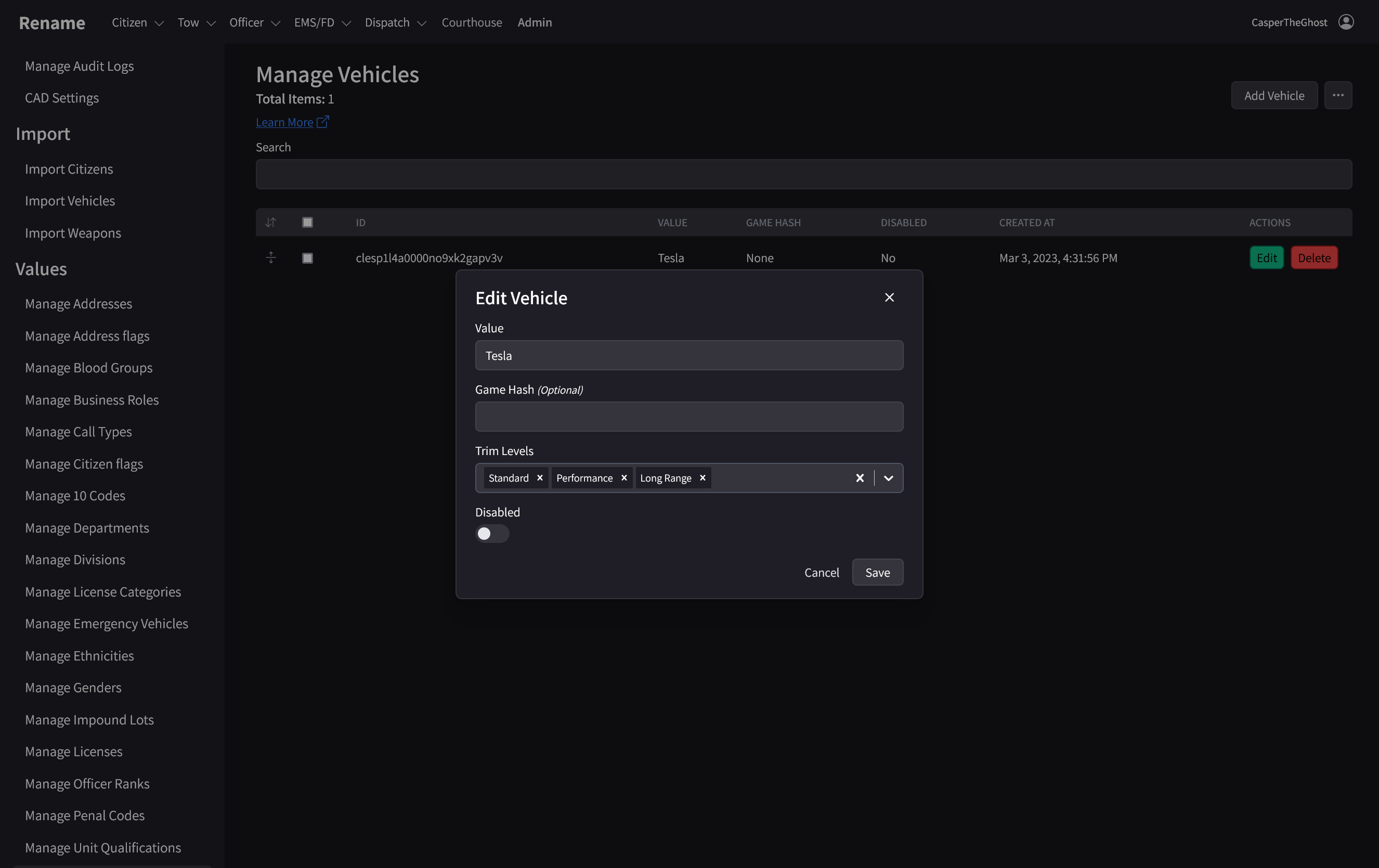 Example for vehicle-trim-levels usage